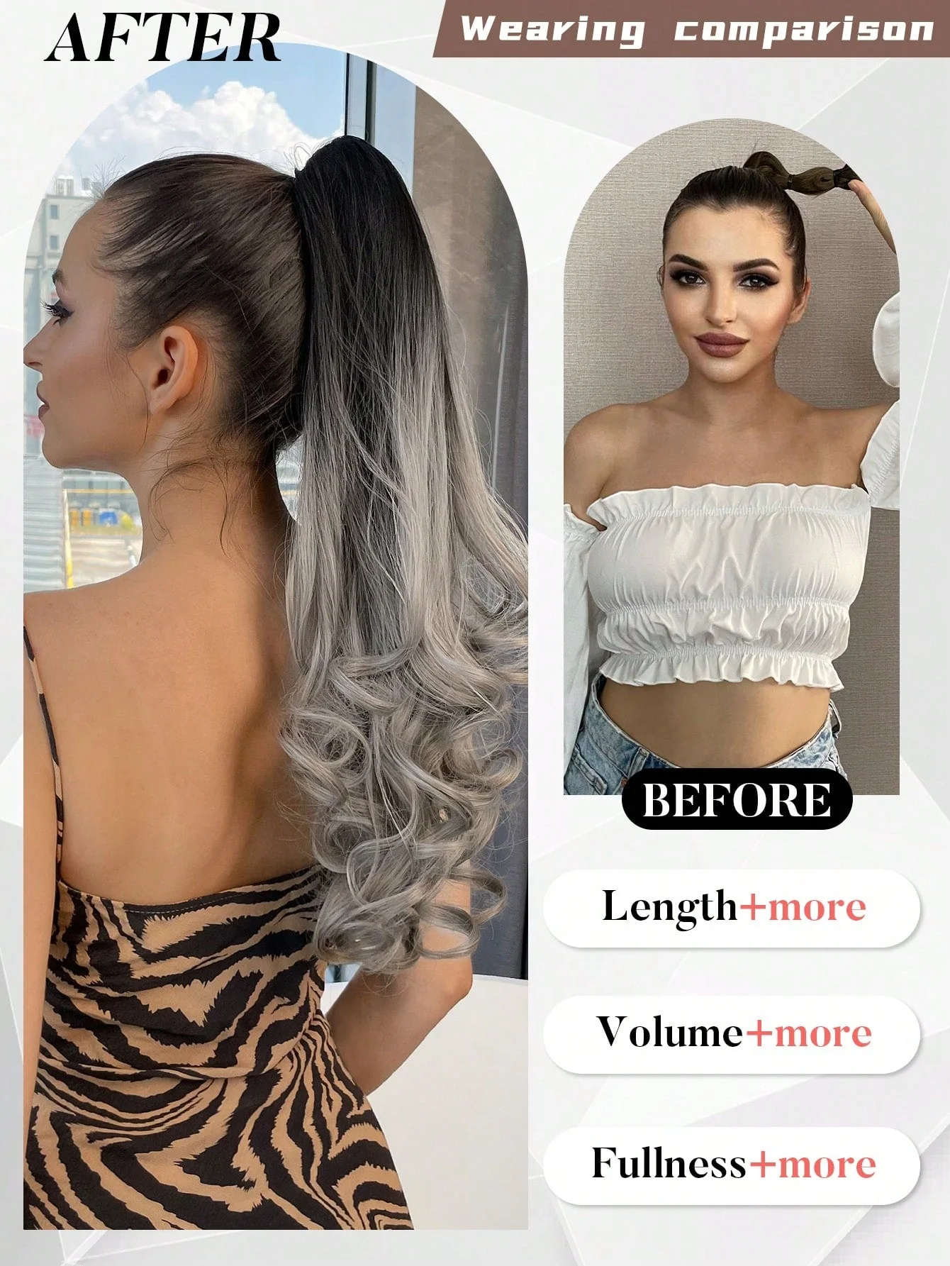 Claw Ponytail Extension 20 Inch Ombre Natural Wave Wavy Clip in Hair Extensions Soft Natural Looking Heat Resistant Fiber Synthetic Hairpiece For Women Daily Use FD - Image 16