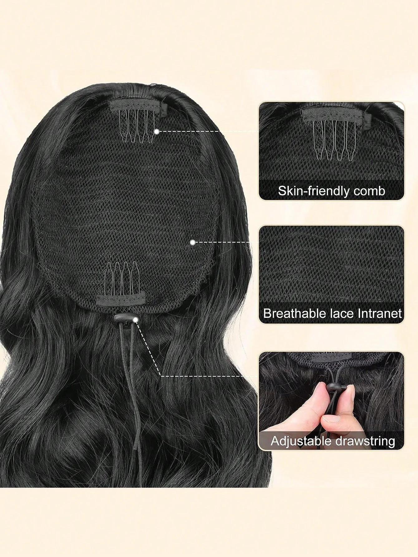 Claw Ponytail Extension 20 Inch Ombre Natural Wave Wavy Clip in Hair Extensions Soft Natural Looking Heat Resistant Fiber Synthetic Hairpiece For Women Daily Use FD - Image 23