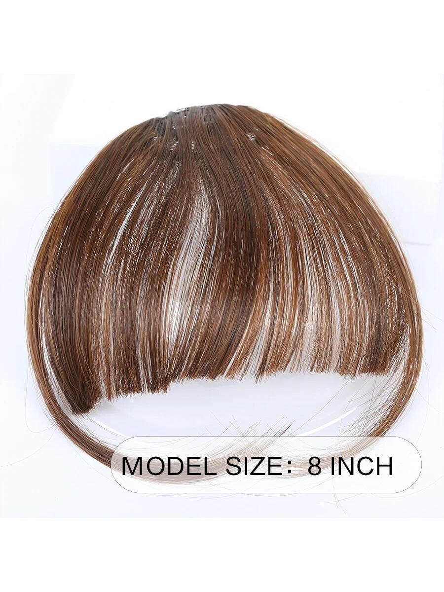 Clip In Bangs Front Neat Black Brown Bangs Hairpiece Synthetic Fake False Hair Piece Bangs Hairpiece Clip In Hair Extensions For Women Heat Resistant - Image 13