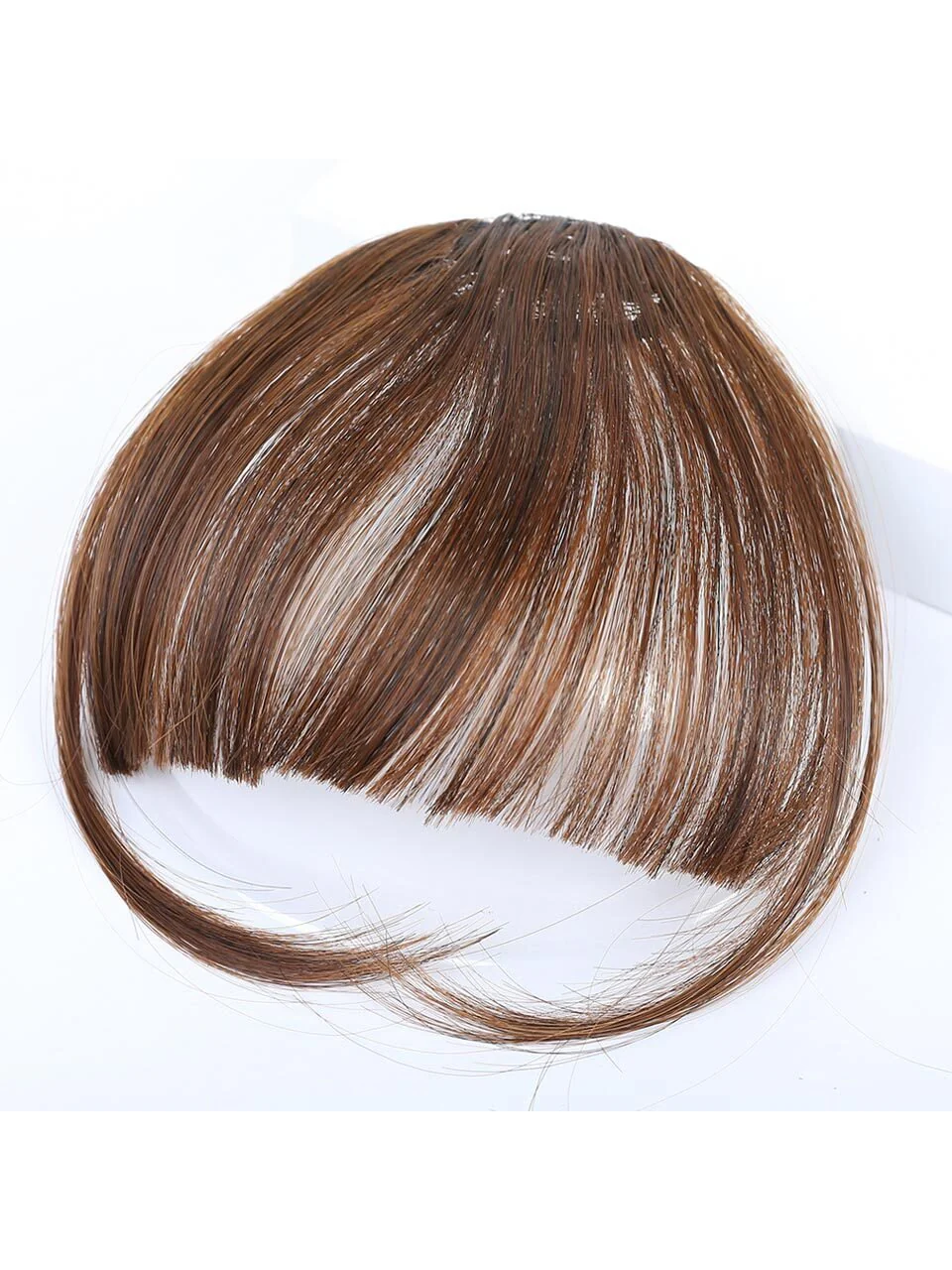 Clip In Bangs Front Neat Black Brown Bangs Hairpiece Synthetic Fake False Hair Piece Bangs Hairpiece Clip In Hair Extensions For Women Heat Resistant - Image 15