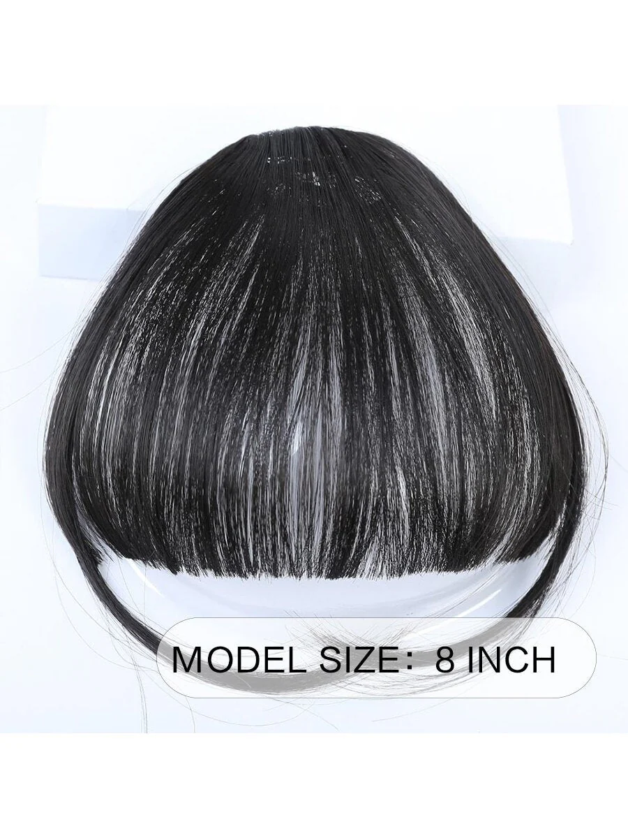 Clip In Bangs Front Neat Black Brown Bangs Hairpiece Synthetic Fake False Hair Piece Bangs Hairpiece Clip In Hair Extensions For Women Heat Resistant - Image 25