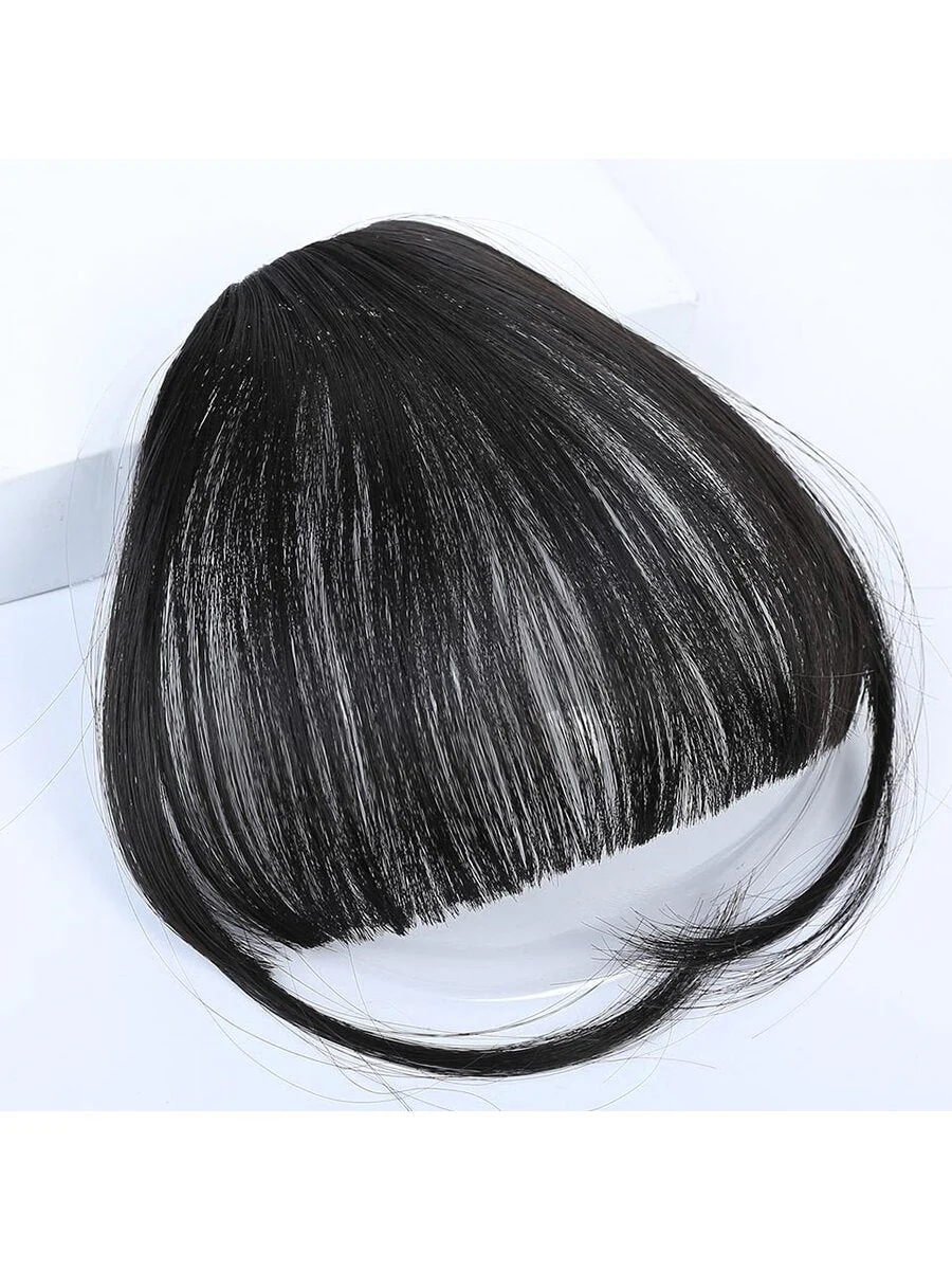 Clip In Bangs Front Neat Black Brown Bangs Hairpiece Synthetic Fake False Hair Piece Bangs Hairpiece Clip In Hair Extensions For Women Heat Resistant - Image 26