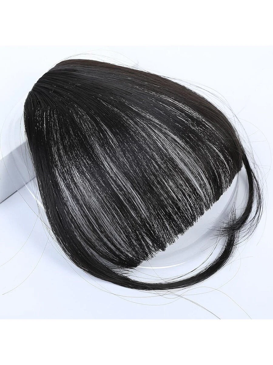 Clip In Bangs Front Neat Black Brown Bangs Hairpiece Synthetic Fake False Hair Piece Bangs Hairpiece Clip In Hair Extensions For Women Heat Resistant - Image 27