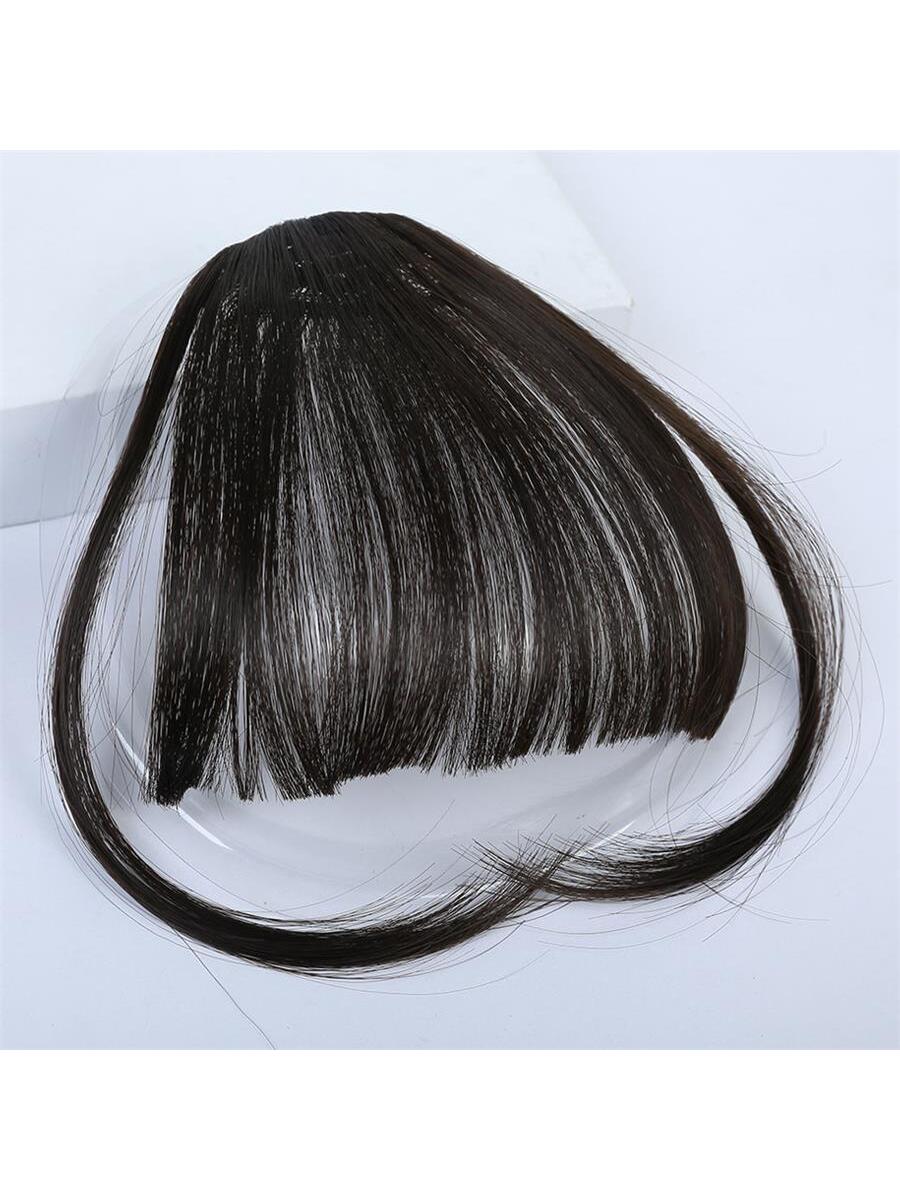 Clip In Bangs Front Neat Black Brown Bangs Hairpiece Synthetic Fake False Hair Piece Bangs Hairpiece Clip In Hair Extensions For Women Heat Resistant - Image 6