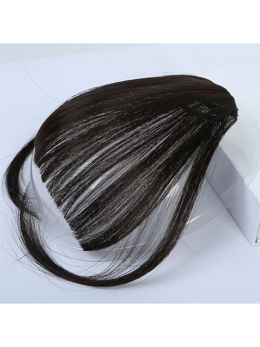 Clip In Bangs Front Neat Black Brown Bangs Hairpiece Synthetic Fake False Hair Piece Bangs Hairpiece Clip In Hair Extensions For Women Heat Resistant FD - Image 10