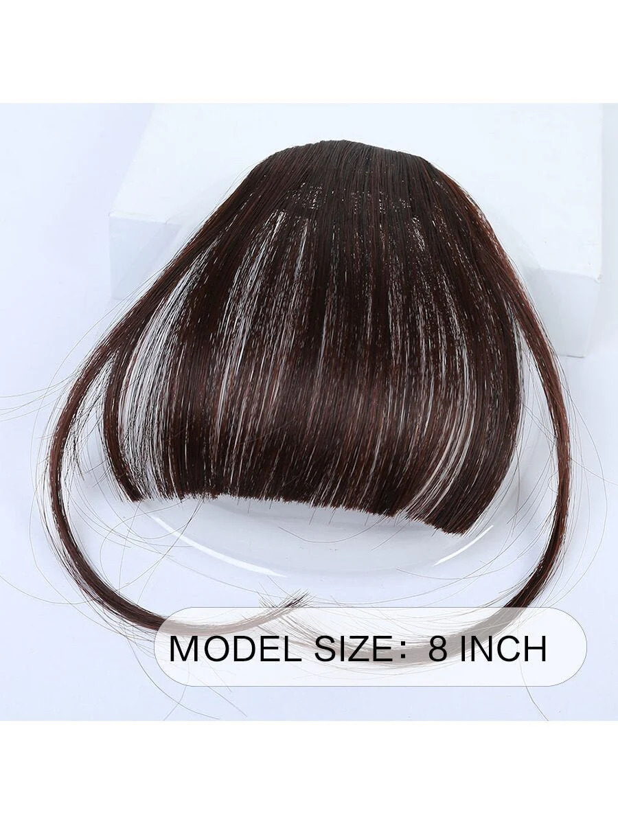 Clip In Bangs Front Neat Black Brown Bangs Hairpiece Synthetic Fake False Hair Piece Bangs Hairpiece Clip In Hair Extensions For Women Heat Resistant FD - Image 19