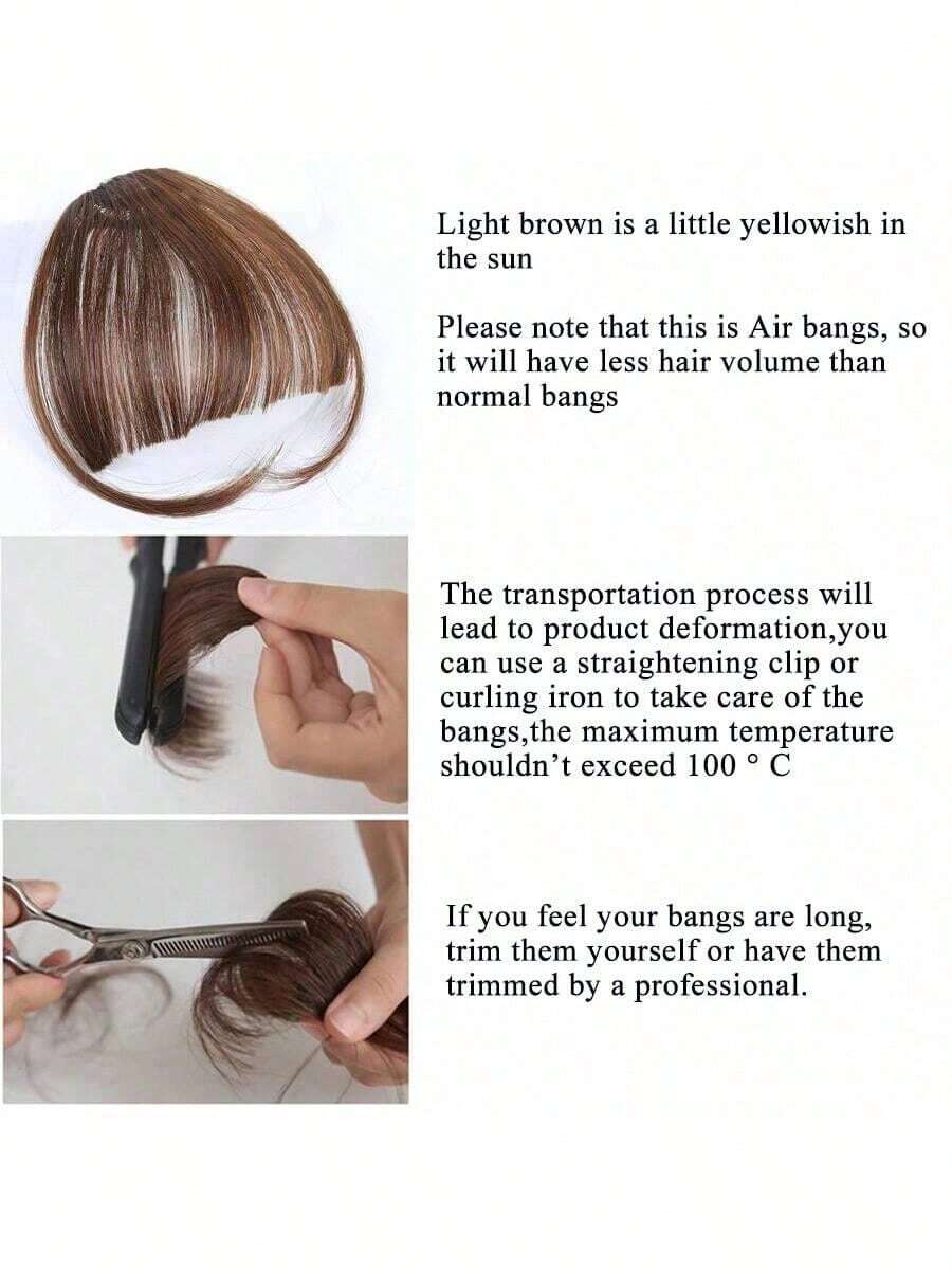 Clip In Bangs Front Neat Black Brown Bangs Hairpiece Synthetic Fake False Hair Piece Bangs Hairpiece Clip In Hair Extensions For Women Heat Resistant FD - Image 32