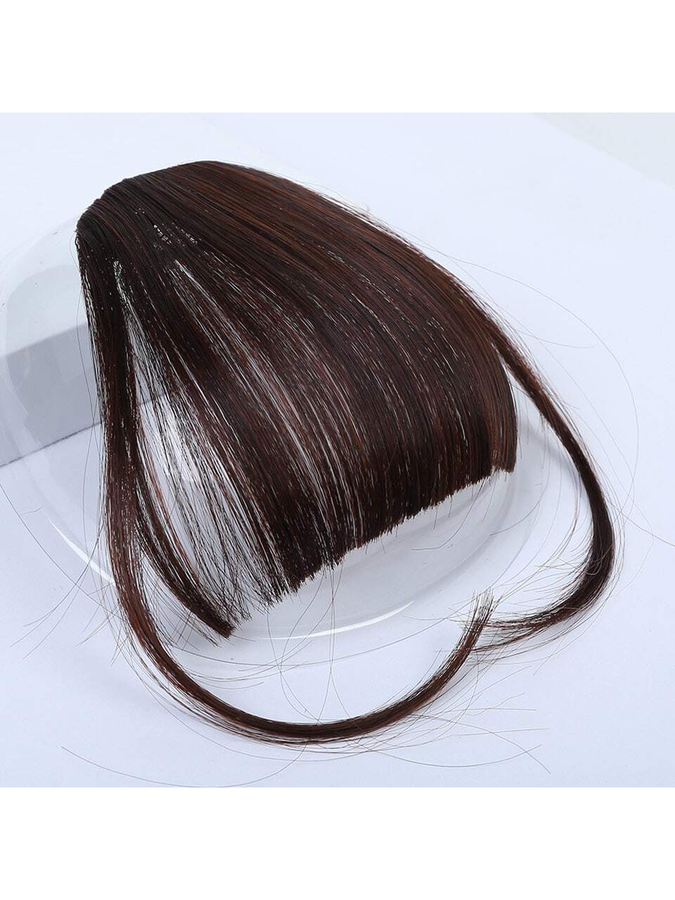 Clip In Bangs Front Neat Black Brown Bangs Hairpiece Synthetic Fake False Hair Piece Bangs Hairpiece Clip In Hair Extensions For Women Heat Resistant FD - Image 4