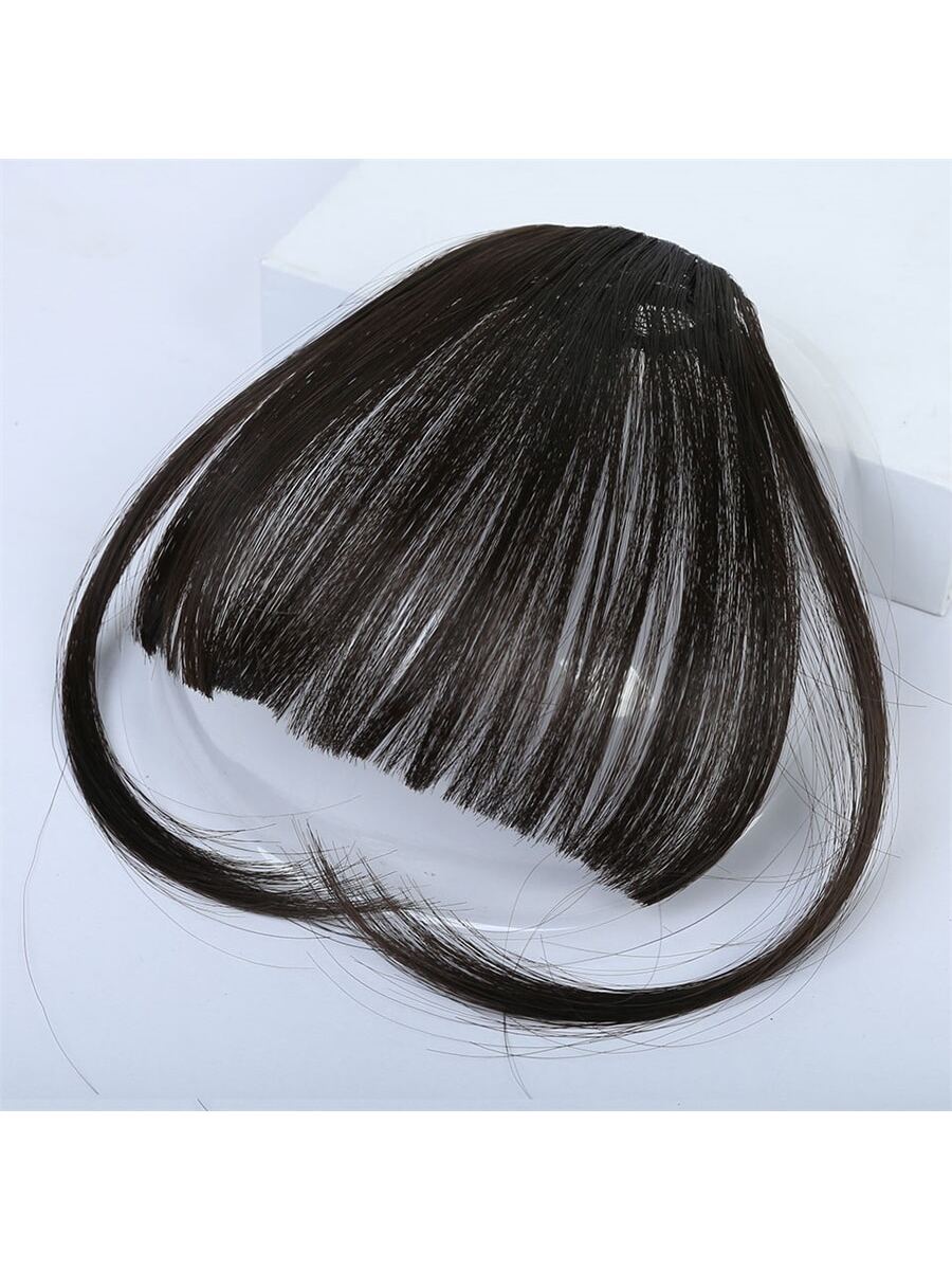 Clip In Bangs Front Neat Black Brown Bangs Hairpiece Synthetic Fake False Hair Piece Bangs Hairpiece Clip In Hair Extensions For Women Heat Resistant FD - Image 8