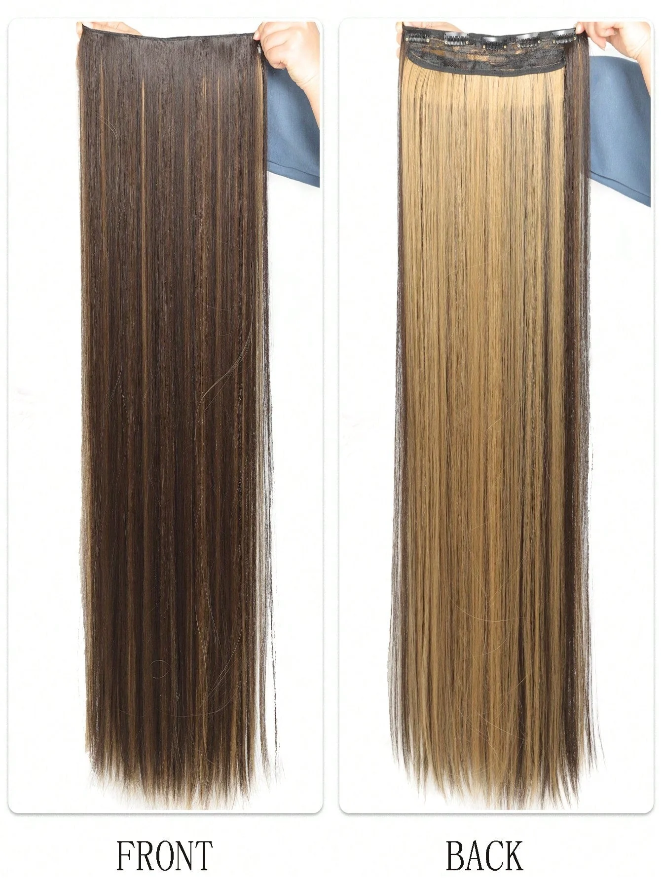 Clip In Hair Extensions 20-40 Inch Extra long Straight Brown Mixed Blonde Fake Hairpiece 5 Clips Synthetic Hair Extensions For Women Daily Use FD - Image 11