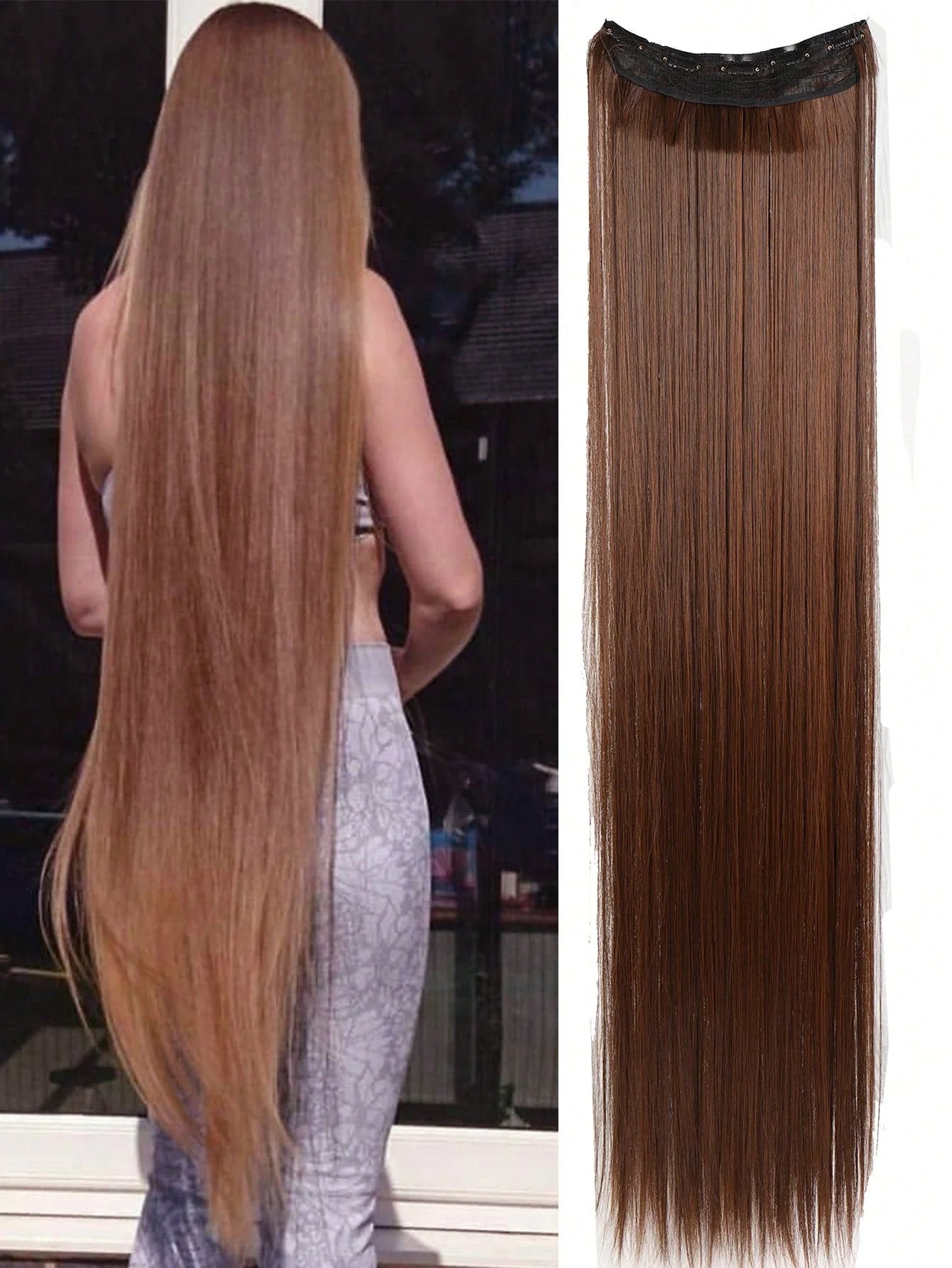 Clip In Hair Extensions 20-40 Inch Extra long Straight Brown Mixed Blonde Fake Hairpiece 5 Clips Synthetic Hair Extensions For Women Daily Use FD - Image 2