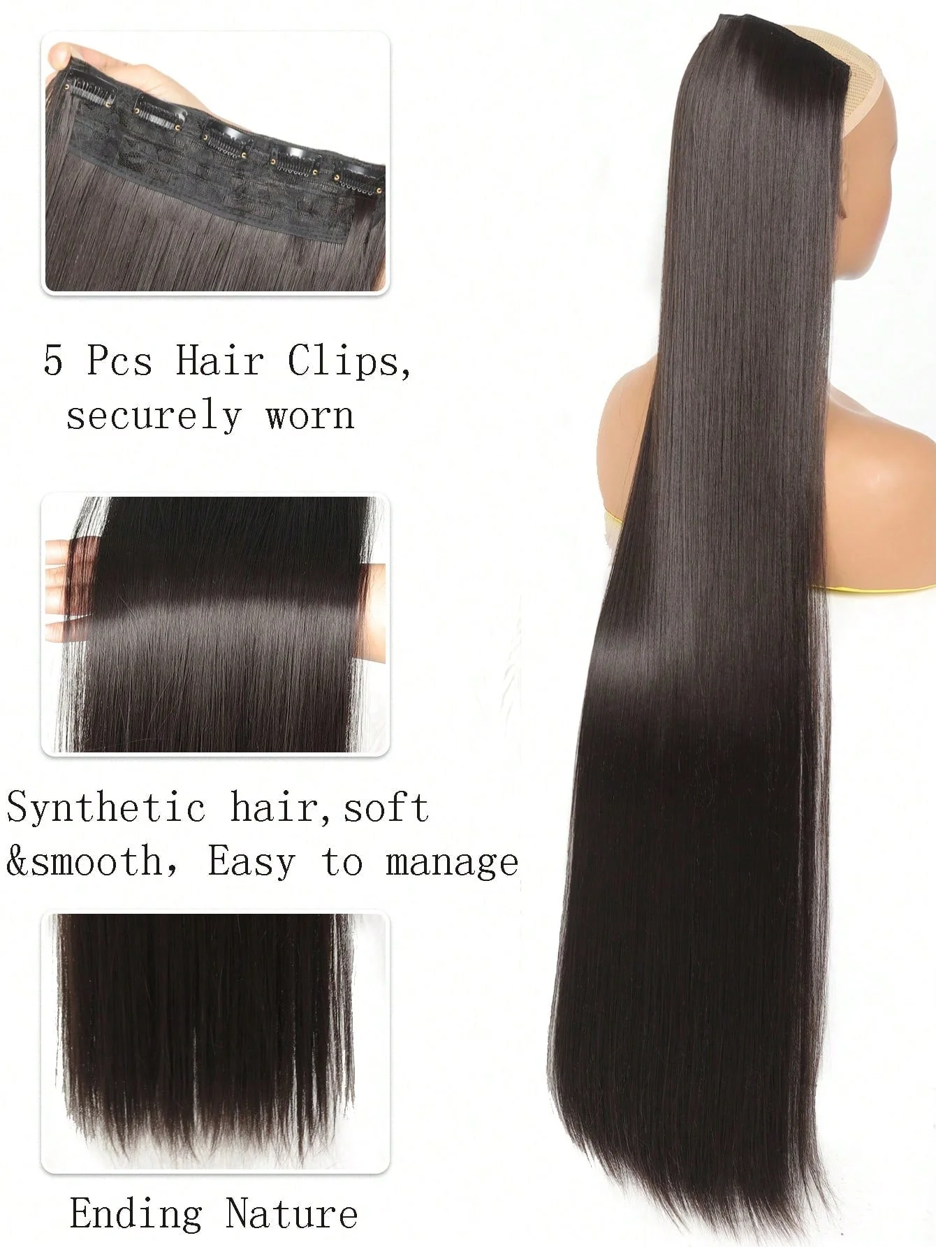 Clip In Hair Extensions 20-40 Inch Extra long Straight Brown Mixed Blonde Fake Hairpiece 5 Clips Synthetic Hair Extensions For Women Daily Use FD - Image 26
