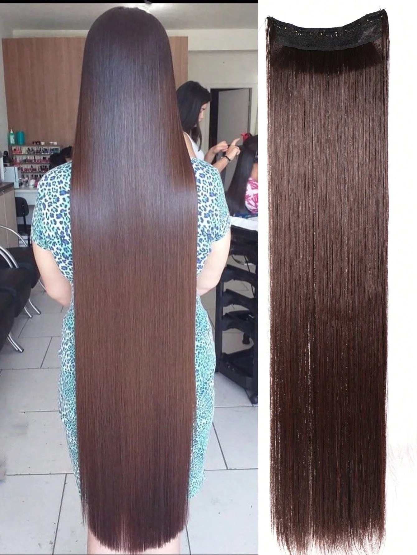 Clip In Hair Extensions 20-40 Inch Extra long Straight Brown Mixed Blonde Fake Hairpiece 5 Clips Synthetic Hair Extensions For Women Daily Use FD - Image 4