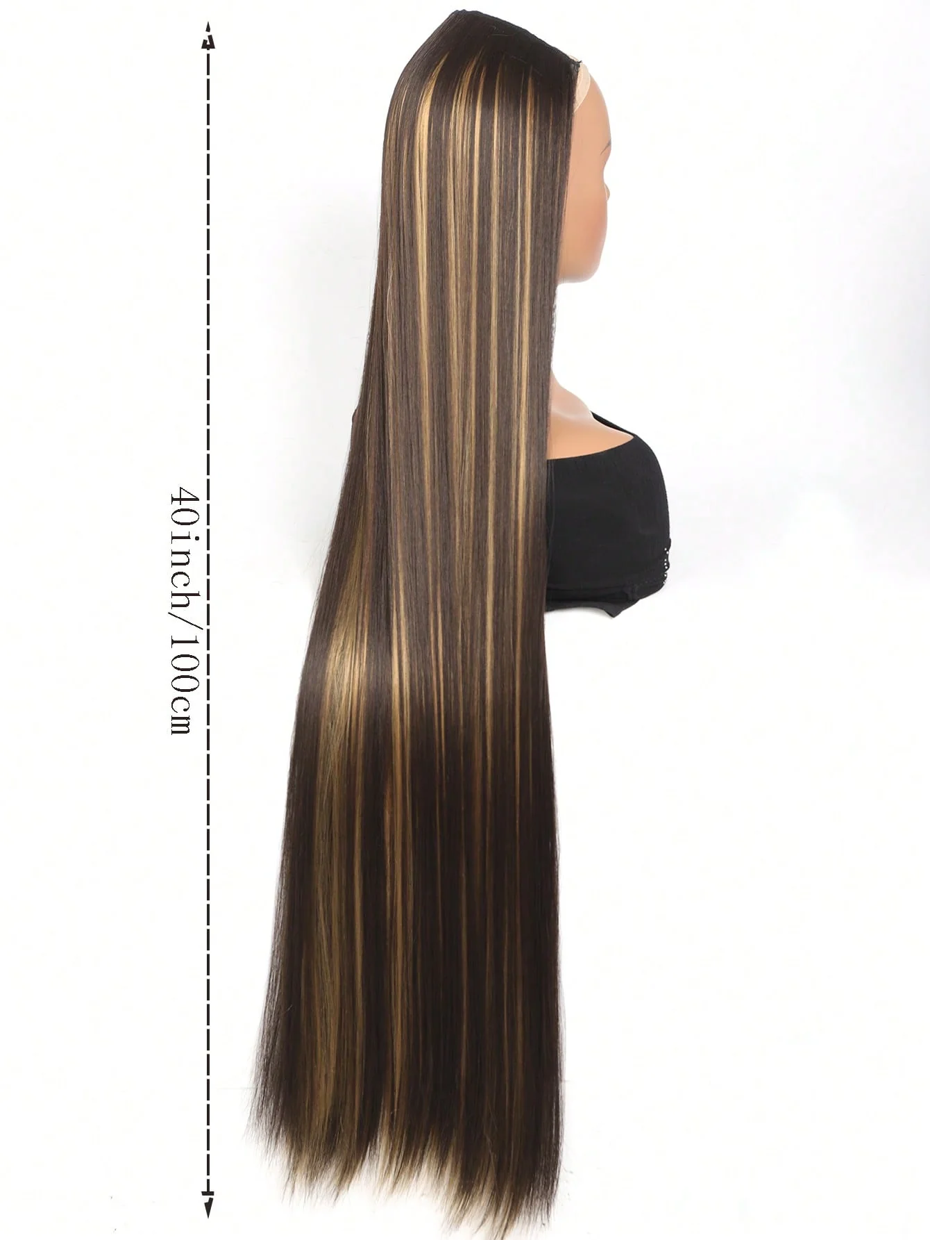 Clip In Hair Extensions 20-40 Inch Extra long Straight Brown Mixed Blonde Fake Hairpiece 5 Clips Synthetic Hair Extensions For Women Daily Use FD - Image 9