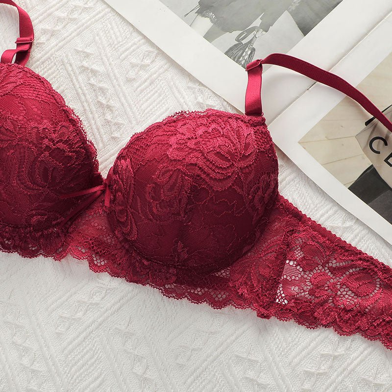 Comfortable gathered steel ring adjustable lace panties bra FD - Image 14