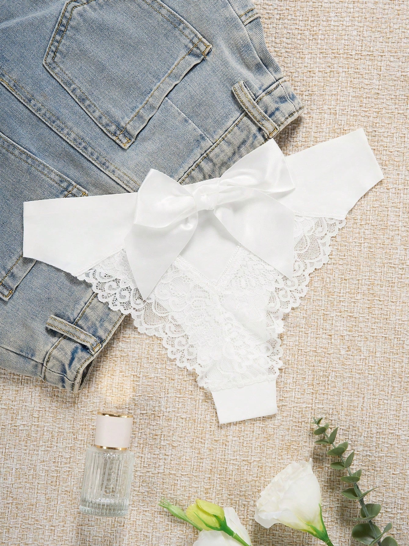 Contrast Lace Cut Out Bow Back Panty Lingerie FD - Image 18
