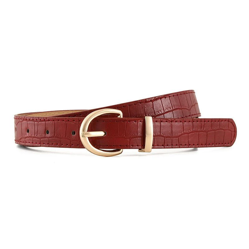 Croco-dile pattern retro large gold buckle fashionable ladies pin buckle belt versatile trend casual jeans belt - Image 10
