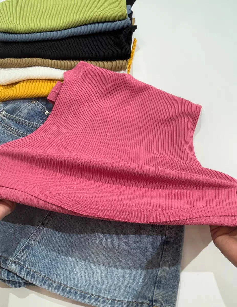 Curved bead U-neck irregular small suspender vest women's inner ice silk knitted bottoming shirt slim solid color top summer tide - Image 11