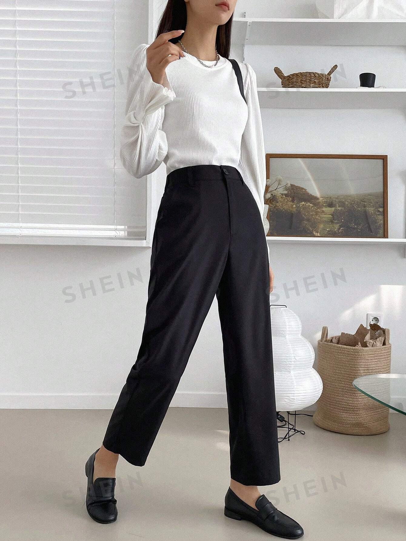 DAZY Solid Color Straight Leg Long Women'S Suit Trousers - Image 6