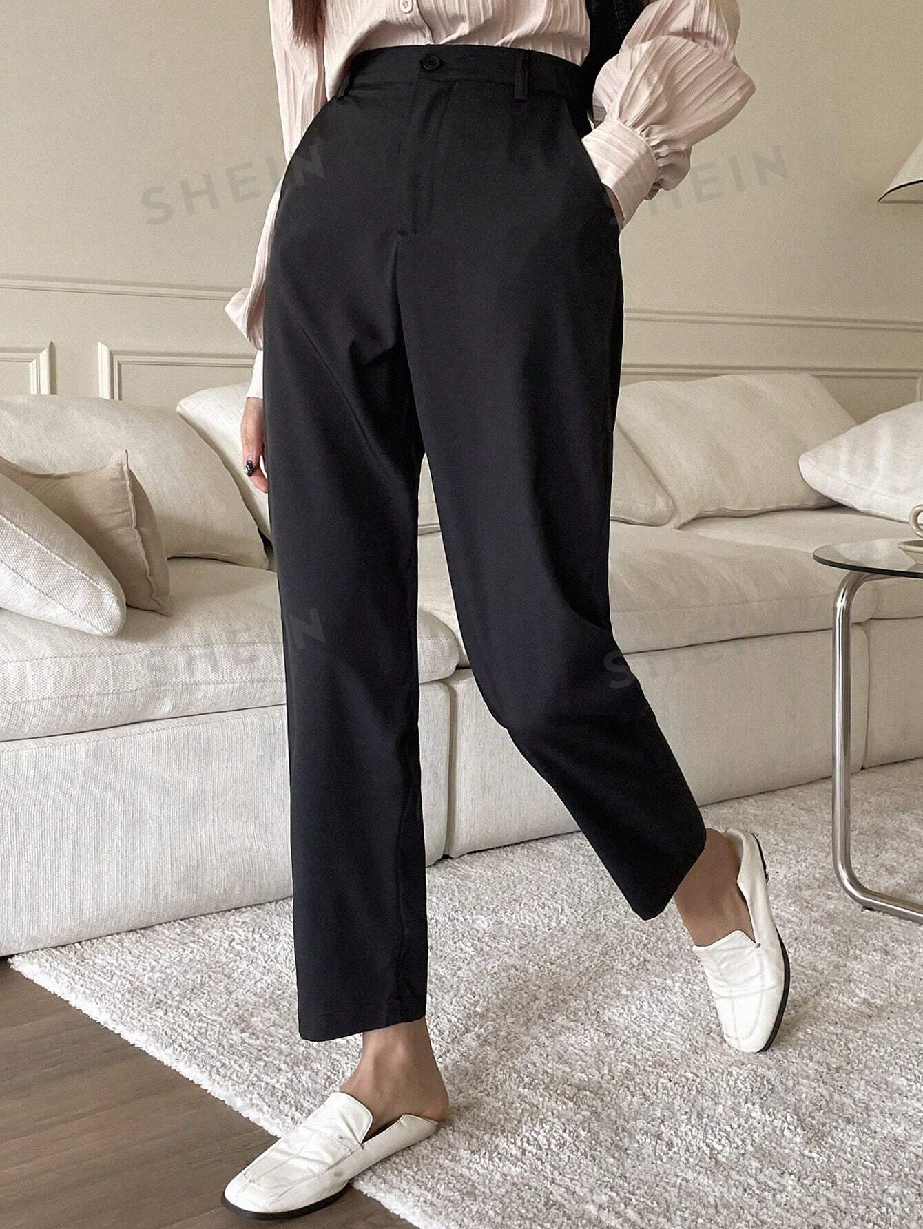 DAZY Solid Color Straight Suit Pants - Image 2