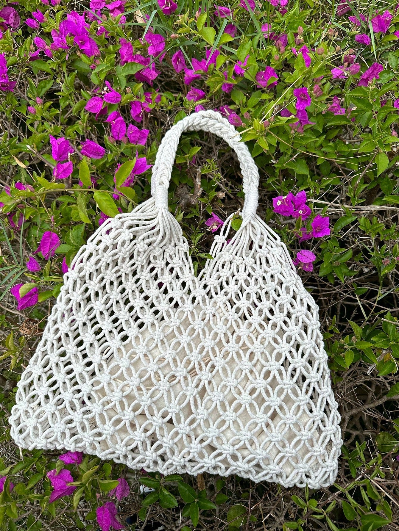 DAZY White Straw Bag Vacation Drawstring Double Handle - Image 8