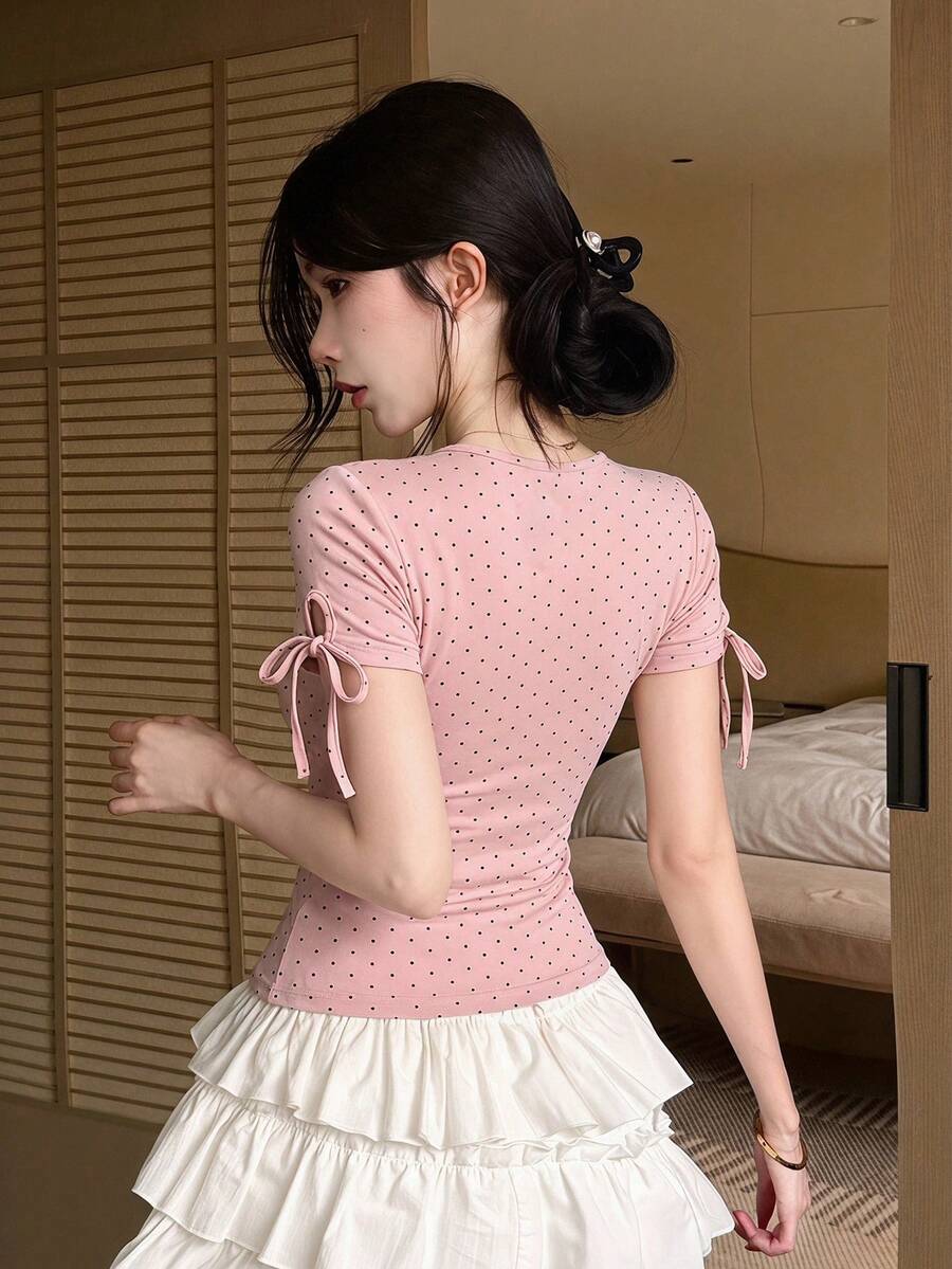 DAZY Women Chic Brown Floral Mesh Long Sleeve Crop Top - Image 166