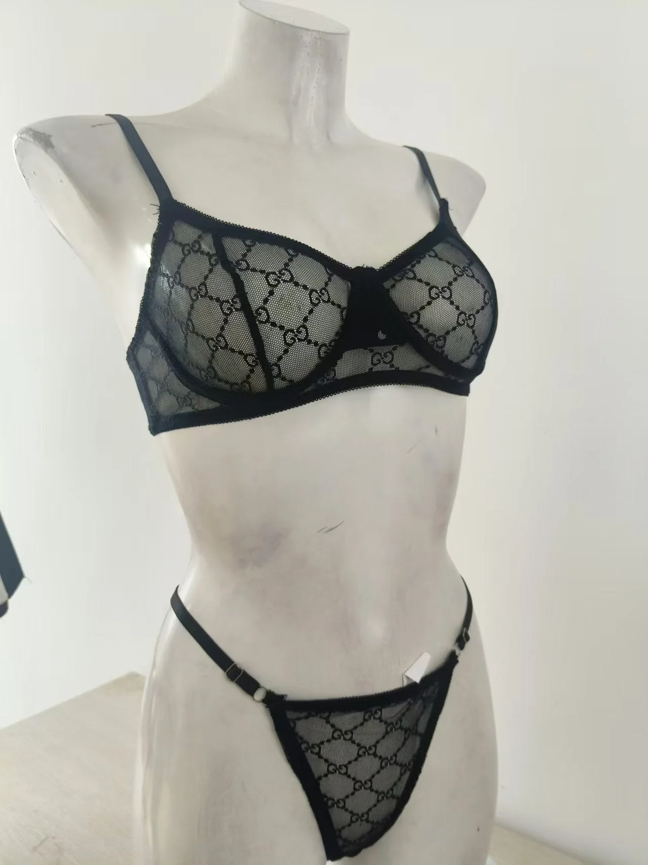 Diamond Mesh | Alluring Diamond Pattern Bra Set Black - Image 9