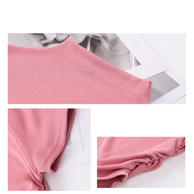 Dopamine wear bottoming shirt women's half-high collar spring and summer navel-baring short-sleeved T-shirt sexy hot girl slim short top - Image 9