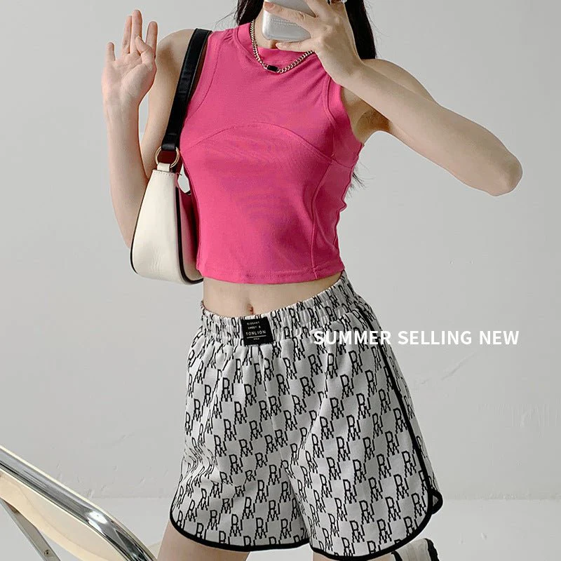 Dopamine Wear I-shaped Vest Women's Inner Short Splicing Design Sense External Wear Suspender Spice Girl Sleeveless Top Summer - Image 6