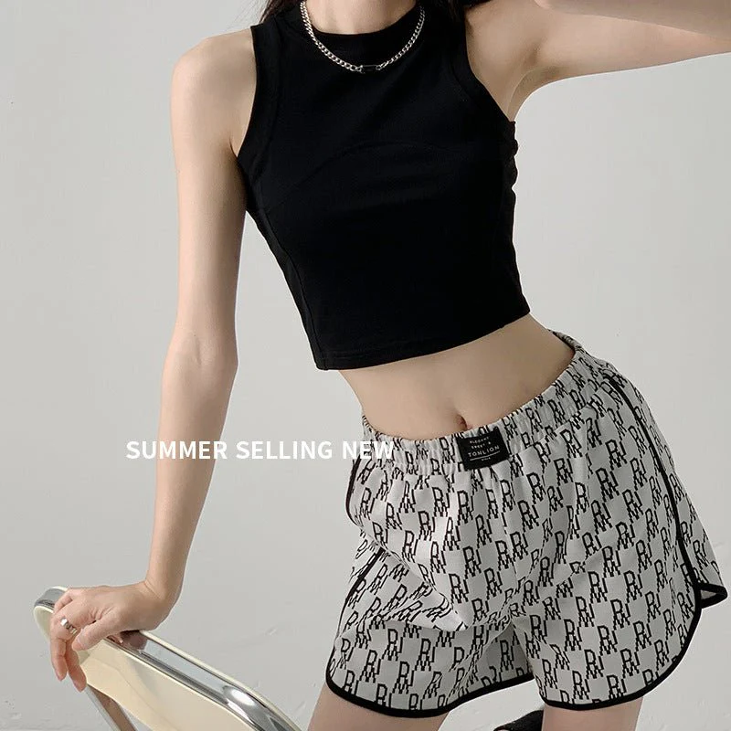 Dopamine Wear I-shaped Vest Women's Inner Short Splicing Design Sense External Wear Suspender Spice Girl Sleeveless Top Summer - Image 8