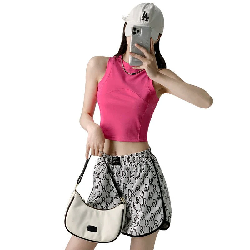 Dopamine Wear I-shaped Vest Women's Inner Short Splicing Design Sense External Wear Suspender Spice Girl Sleeveless Top Summer FD - Image 3
