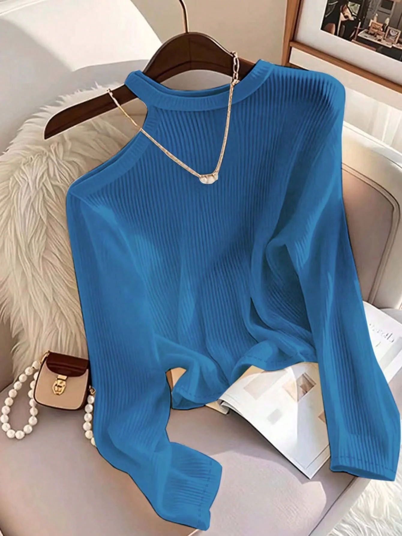 Double-layer short-sleeved shirt bow neckline shirt pullover - Image 7