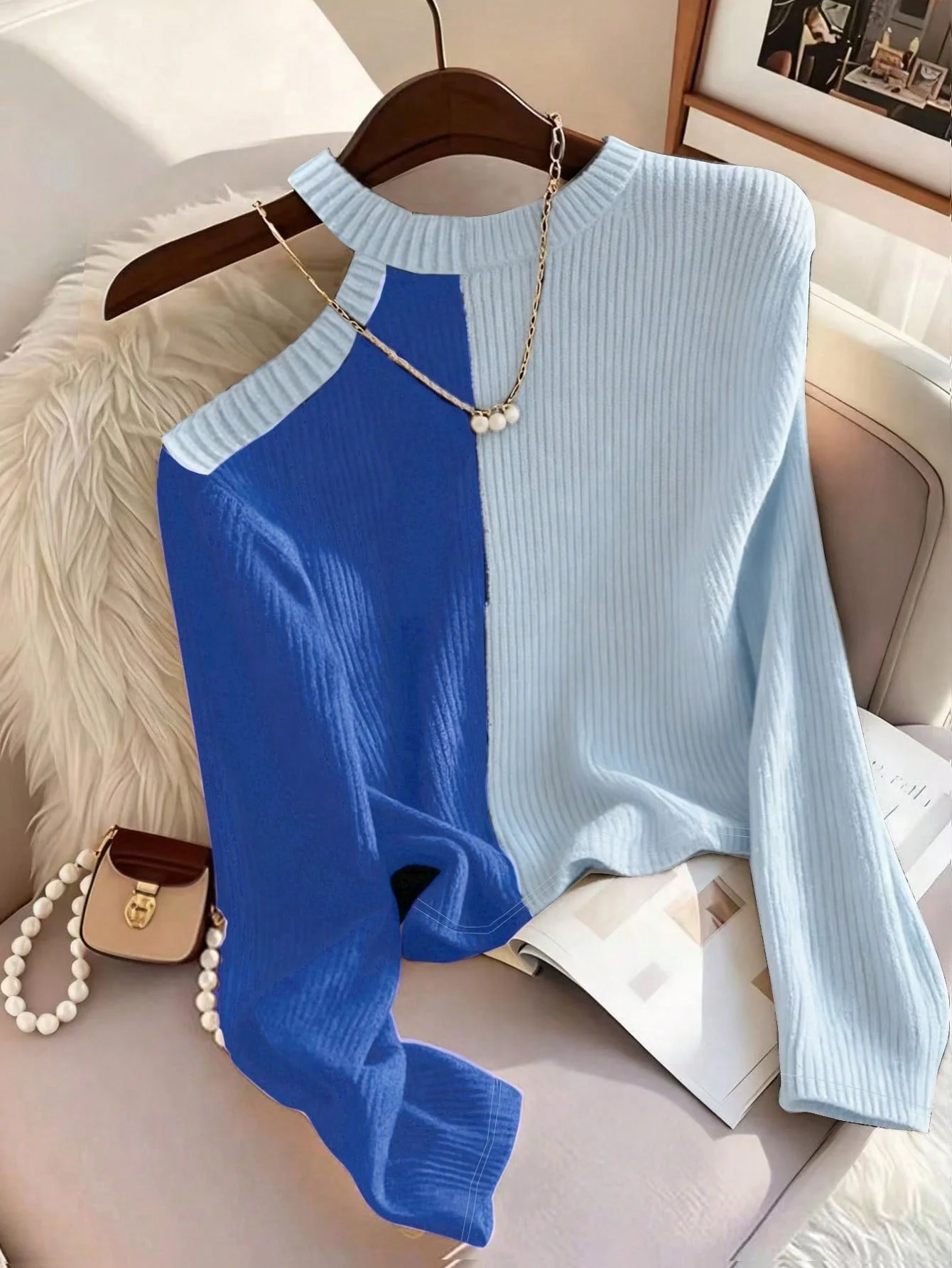 Double-layer short-sleeved shirt bow neckline shirt pullover - Image 8