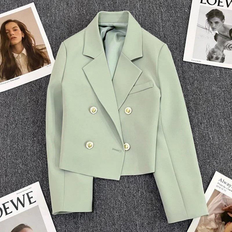 Double Mosaic | Loose Straight Double-Breasted Office Jacket - Image 10