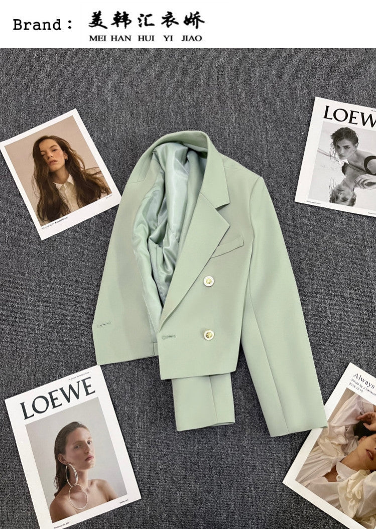 Double Mosaic | Loose Straight Double-Breasted Office Jacket - Image 16