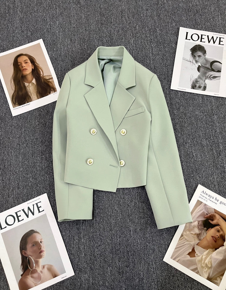 Double Mosaic | Loose Straight Double-Breasted Office Jacket - Image 18