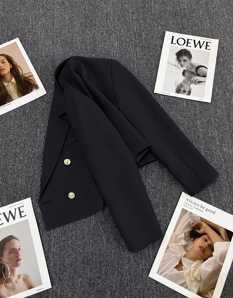 Double Mosaic | Loose Straight Double-Breasted Office Jacket - Image 24
