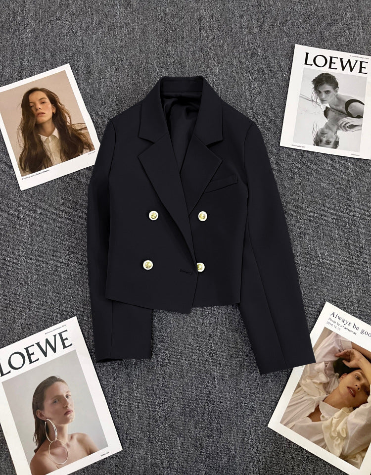 Double Mosaic | Loose Straight Double-Breasted Office Jacket - Image 26