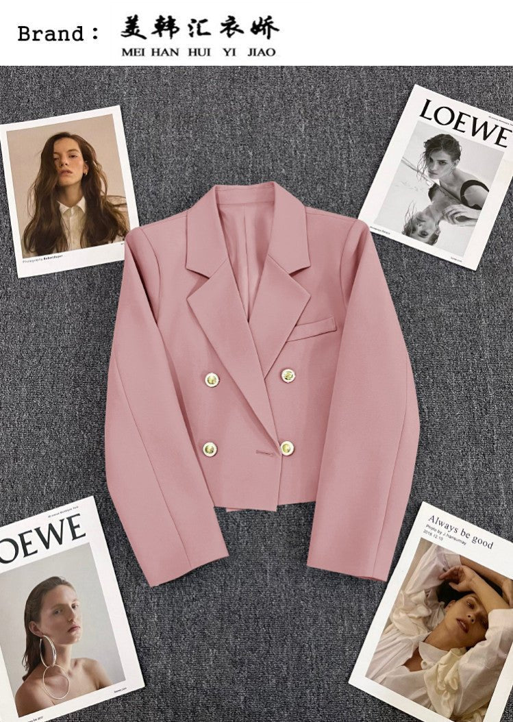 Double Mosaic | Loose Straight Double-Breasted Office Jacket - Image 28