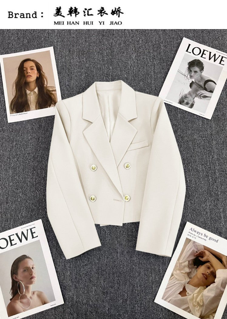 Double Mosaic | Loose Straight Double-Breasted Office Jacket - Image 34