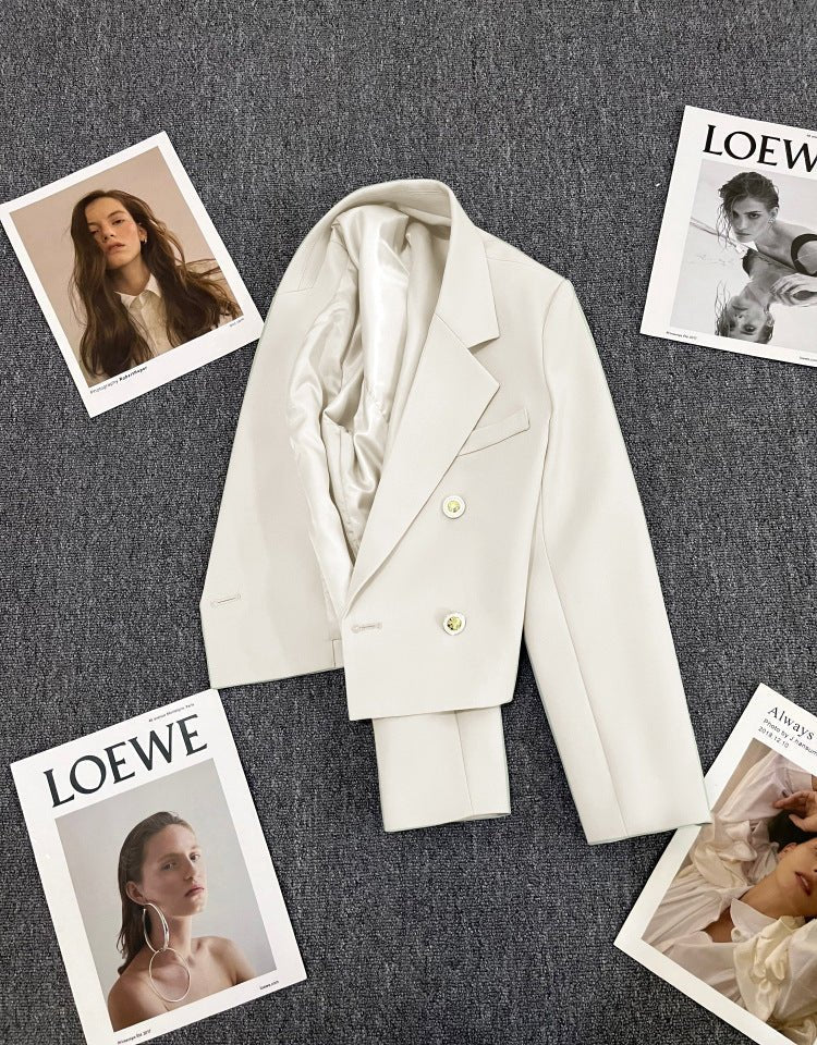 Double Mosaic | Loose Straight Double-Breasted Office Jacket - Image 37