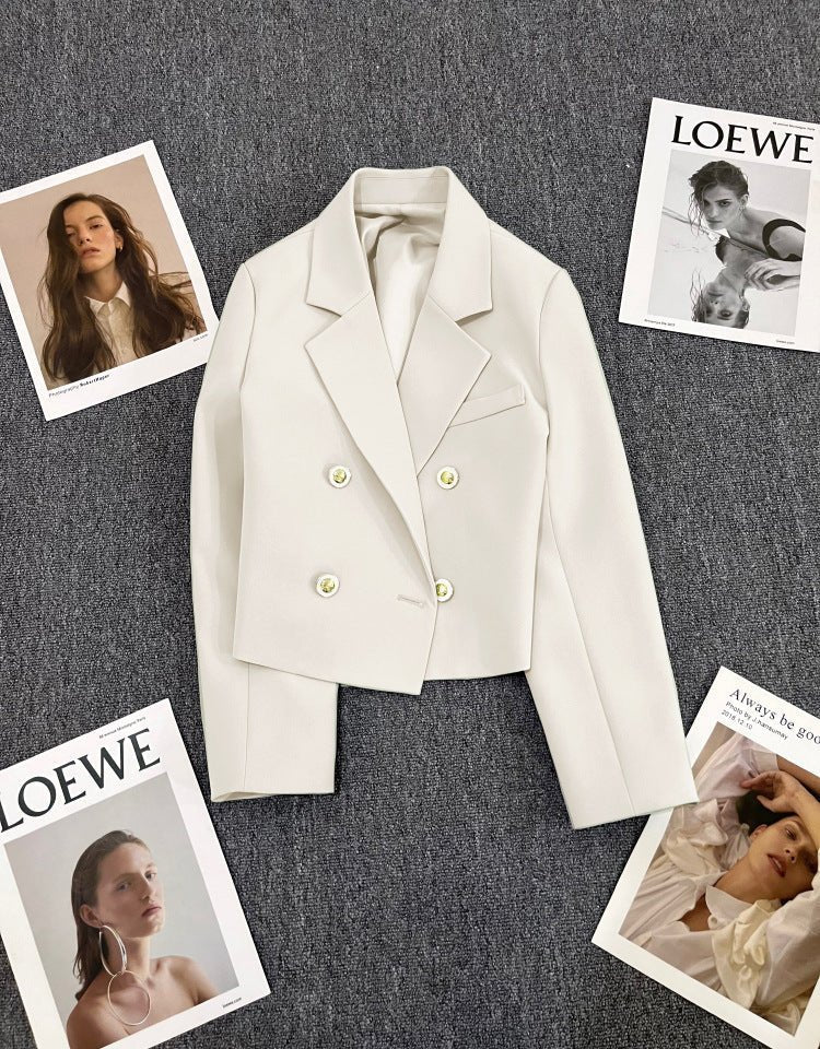 Double Mosaic | Loose Straight Double-Breasted Office Jacket - Image 38