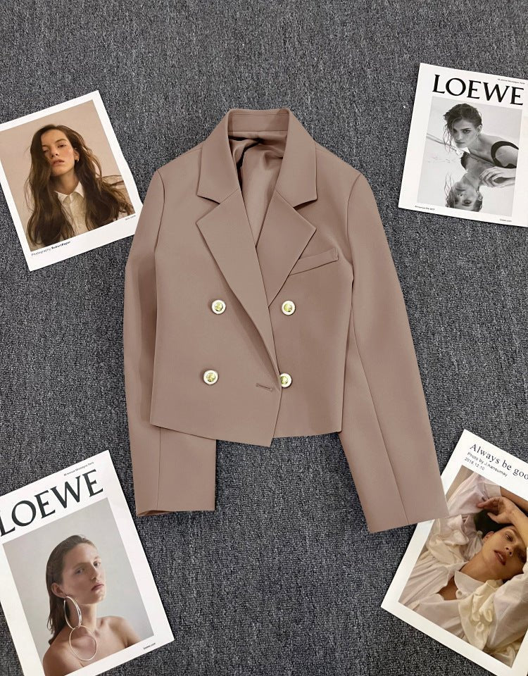 Double Mosaic | Loose Straight Double-Breasted Office Jacket - Image 44