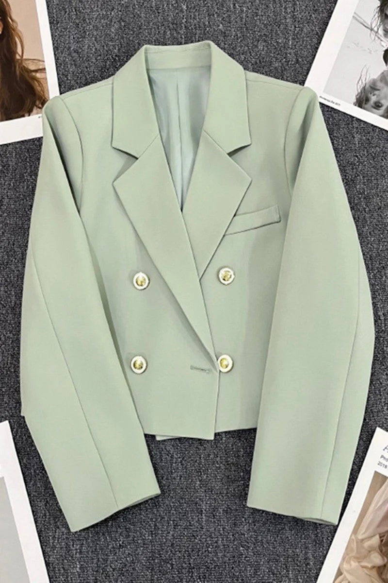 Double Mosaic | Loose Straight Double-Breasted Office Jacket - Image 46