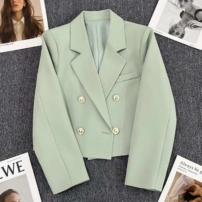 Double Mosaic | Loose Straight Double-Breasted Office Jacket - Image 5