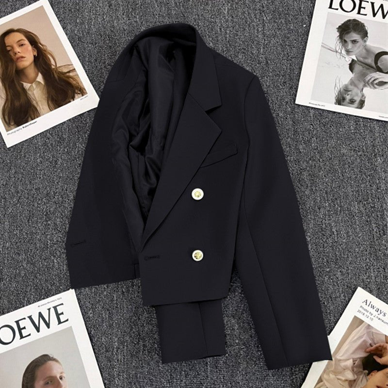Double Mosaic | Loose Straight Double-Breasted Office Jacket - Image 7