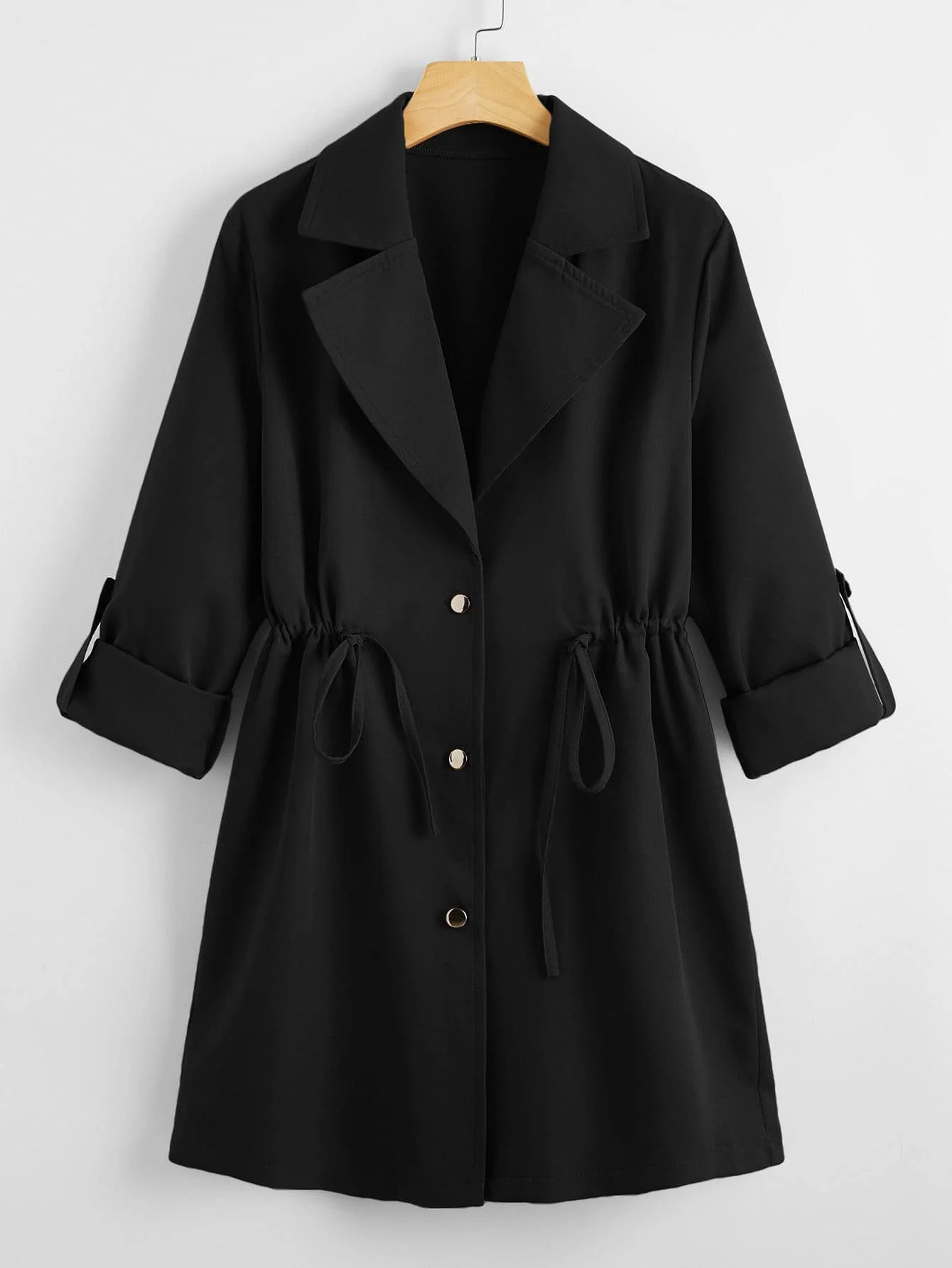 Drawstring Waist Button Up Coat FD - Image 2