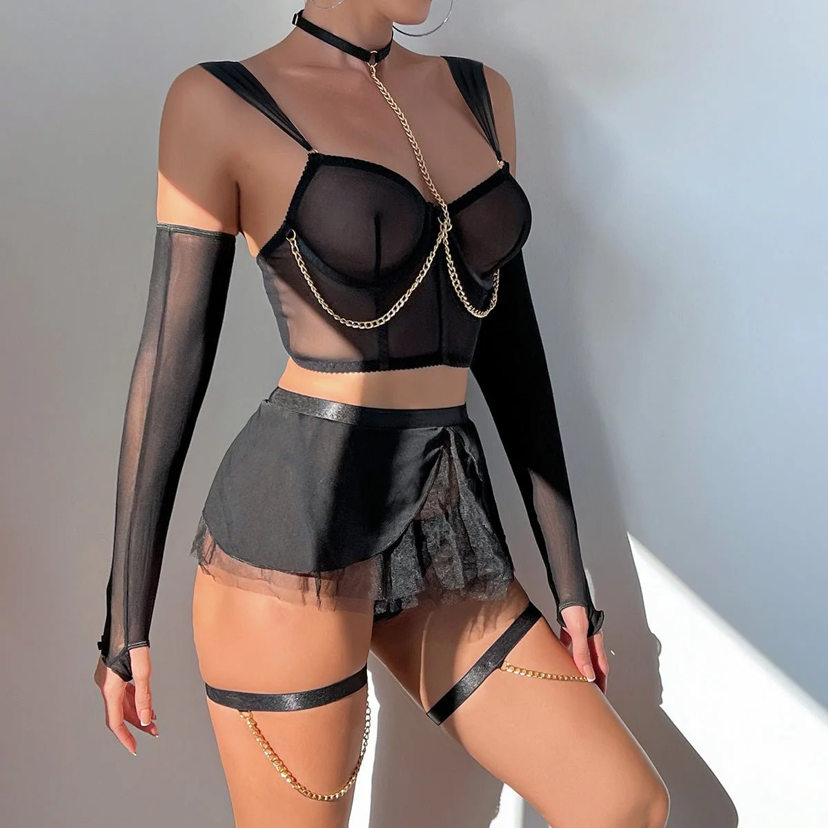 Dreamy Mesh | Sheer Polyester Cute Girl Nightdress with Panties - Image 20