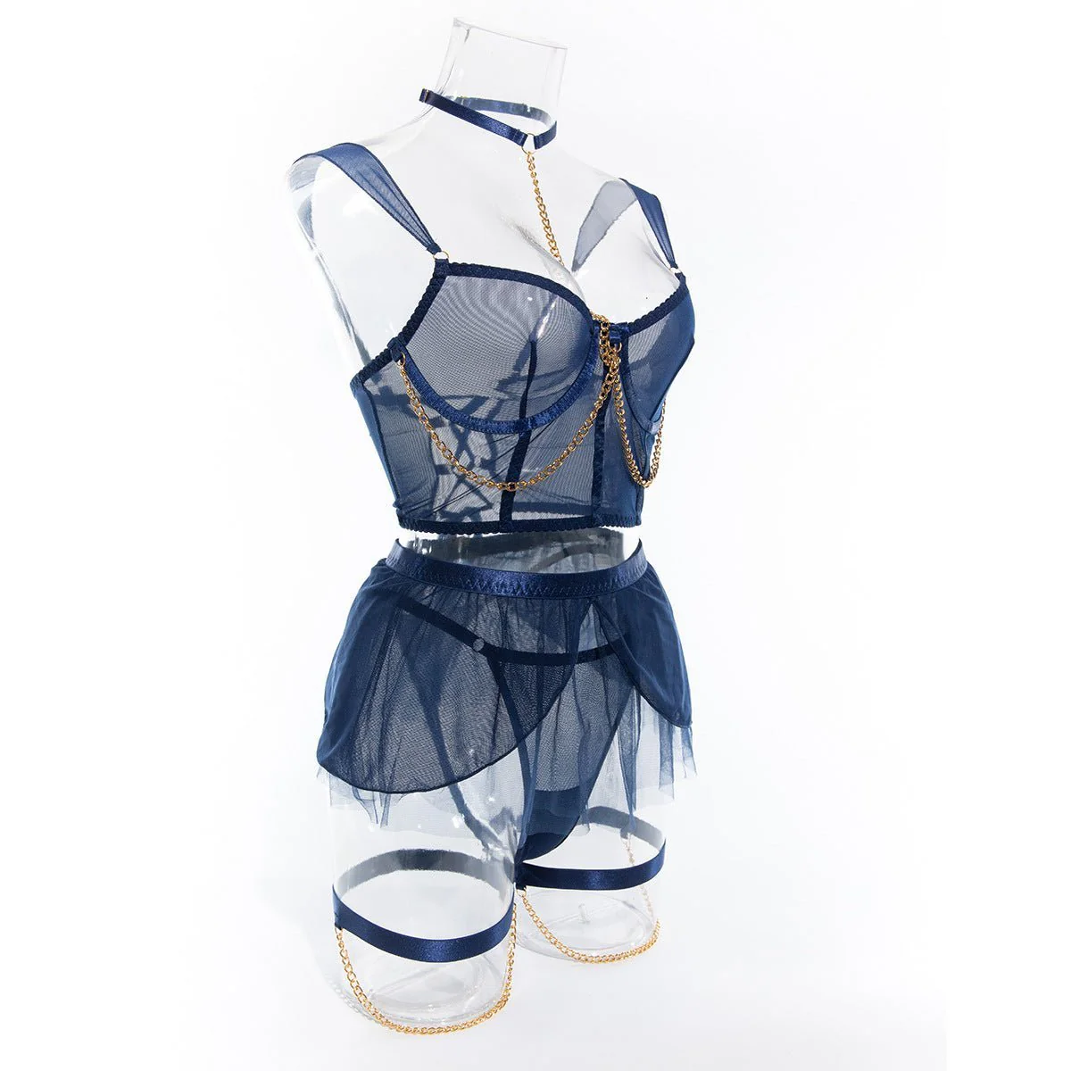 Dreamy Mesh | Sheer Polyester Cute Girl Nightdress with Panties - Image 36