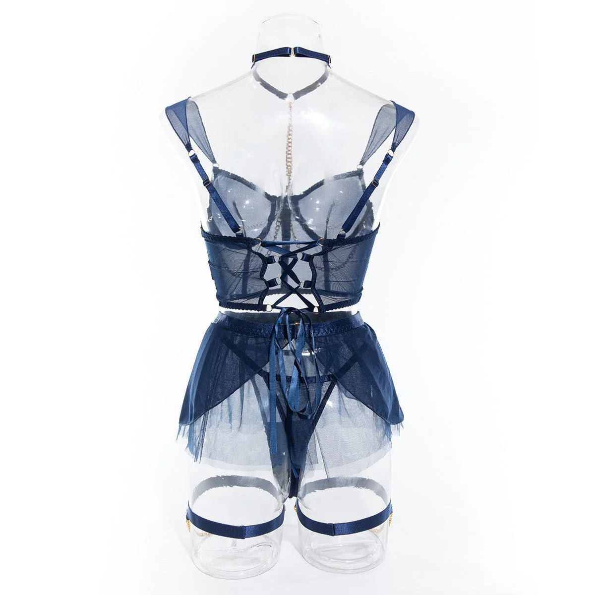 Dreamy Mesh | Sheer Polyester Cute Girl Nightdress with Panties - Image 37